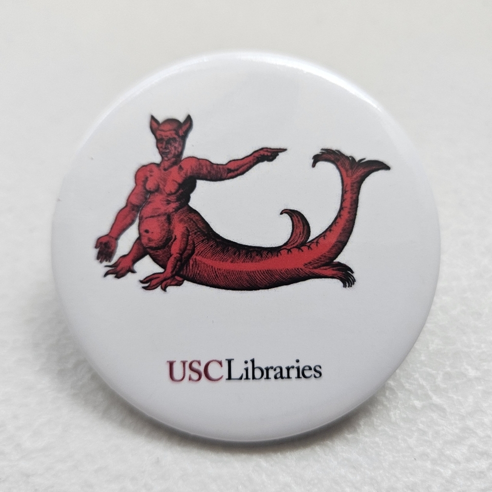 Monster Ancient History Pinback Button Horror Monstrorum USC Libraries 2014